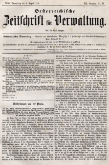 Oesterreichische Zeitschrift für Verwaltung. Jg. 9, 1876, nr 31