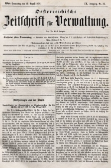 Oesterreichische Zeitschrift für Verwaltung. Jg. 9, 1876, nr 32