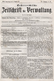 Oesterreichische Zeitschrift für Verwaltung. Jg. 9, 1876, nr 33