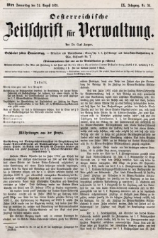 Oesterreichische Zeitschrift für Verwaltung. Jg. 9, 1876, nr 34