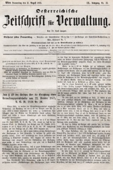 Oesterreichische Zeitschrift für Verwaltung. Jg. 9, 1876, nr 35