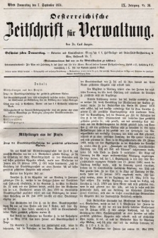 Oesterreichische Zeitschrift für Verwaltung. Jg. 9, 1876, nr 36