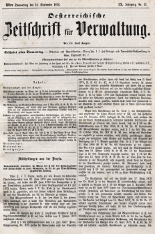 Oesterreichische Zeitschrift für Verwaltung. Jg. 9, 1876, nr 37