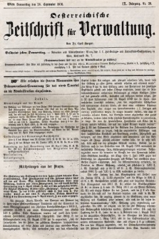 Oesterreichische Zeitschrift für Verwaltung. Jg. 9, 1876, nr 39