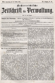 Oesterreichische Zeitschrift für Verwaltung. Jg. 9, 1876, nr 41