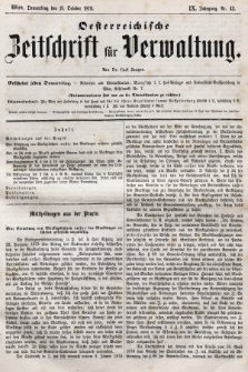 Oesterreichische Zeitschrift für Verwaltung. Jg. 9, 1876, nr 42