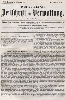 Oesterreichische Zeitschrift für Verwaltung. Jg. 9, 1876, nr 44