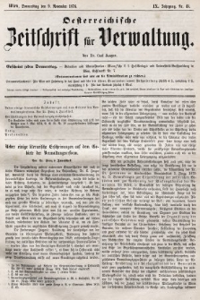 Oesterreichische Zeitschrift für Verwaltung. Jg. 9, 1876, nr 45