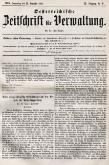 Oesterreichische Zeitschrift für Verwaltung. Jg. 9, 1876, nr 47