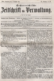 Oesterreichische Zeitschrift für Verwaltung. Jg. 9, 1876, nr 49