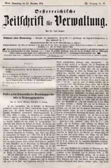 Oesterreichische Zeitschrift für Verwaltung. Jg. 9, 1876, nr 50