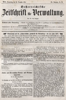 Oesterreichische Zeitschrift für Verwaltung. Jg. 9, 1876, nr 52