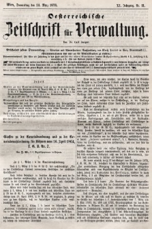Oesterreichische Zeitschrift für Verwaltung. Jg. 11, 1878, nr 11