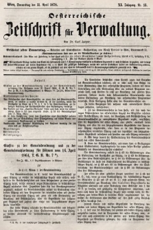 Oesterreichische Zeitschrift für Verwaltung. Jg. 11, 1878, nr 15