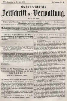 Oesterreichische Zeitschrift für Verwaltung. Jg. 11, 1878, nr 16