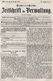 Oesterreichische Zeitschrift für Verwaltung. Jg. 11, 1878, nr 17