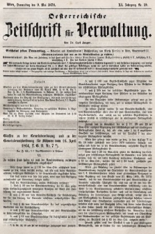 Oesterreichische Zeitschrift für Verwaltung. Jg. 11, 1878, nr 19