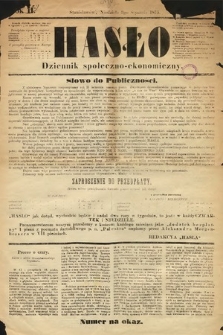 Hasło : dziennik społeczno-ekonomiczny. 1875, nr 1