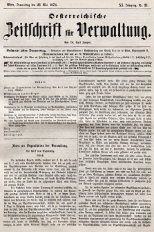 Oesterreichische Zeitschrift für Verwaltung. Jg. 11, 1878, nr 21