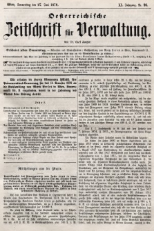 Oesterreichische Zeitschrift für Verwaltung. Jg. 11, 1878, nr 26