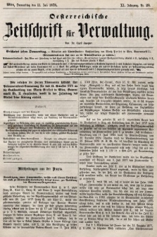 Oesterreichische Zeitschrift für Verwaltung. Jg. 11, 1878, nr 28
