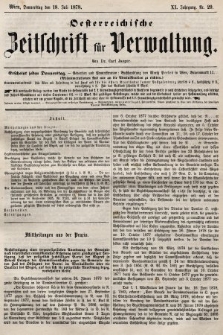 Oesterreichische Zeitschrift für Verwaltung. Jg. 11, 1878, nr 29