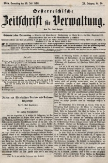 Oesterreichische Zeitschrift für Verwaltung. Jg. 11, 1878, nr 30