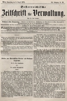 Oesterreichische Zeitschrift für Verwaltung. Jg. 11, 1878, nr 32