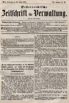 Oesterreichische Zeitschrift für Verwaltung. Jg. 11, 1878, nr 35