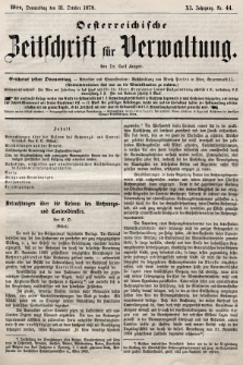 Oesterreichische Zeitschrift für Verwaltung. Jg. 11, 1878, nr 44
