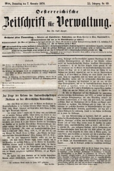 Oesterreichische Zeitschrift für Verwaltung. Jg. 11, 1878, nr 45