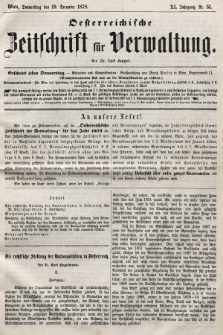 Oesterreichische Zeitschrift für Verwaltung. Jg. 11, 1878, nr 51