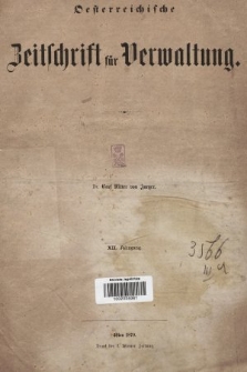 Oesterreichische Zeitschrift für Verwaltung. Jg. 12, 1879, indeksy