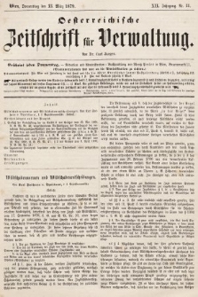 Oesterreichische Zeitschrift für Verwaltung. Jg. 12, 1879, nr 11