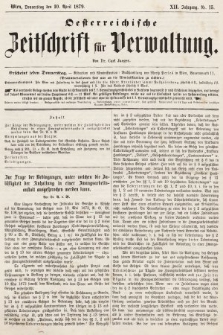 Oesterreichische Zeitschrift für Verwaltung. Jg. 12, 1879, nr 15