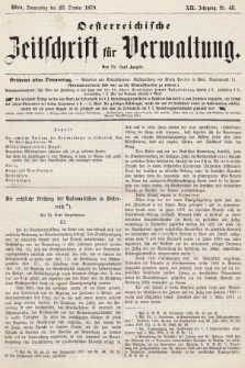 Oesterreichische Zeitschrift für Verwaltung. Jg. 12, 1879, nr 43