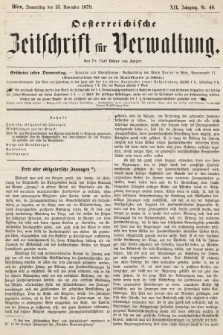 Oesterreichische Zeitschrift für Verwaltung. Jg. 12, 1879, nr 46