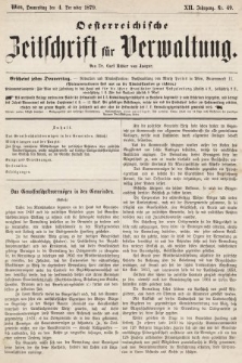 Oesterreichische Zeitschrift für Verwaltung. Jg. 12, 1879, nr 49