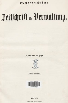 Oesterreichische Zeitschrift für Verwaltung. Jg. 13, 1880, indeksy