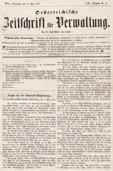 Oesterreichische Zeitschrift für Verwaltung. Jg. 13, 1880, nr 11