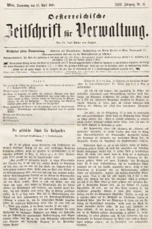 Oesterreichische Zeitschrift für Verwaltung. Jg. 13, 1880, nr 16