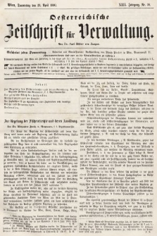 Oesterreichische Zeitschrift für Verwaltung. Jg. 13, 1880, nr 18