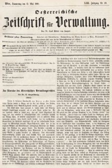 Oesterreichische Zeitschrift für Verwaltung. Jg. 13, 1880, nr 20