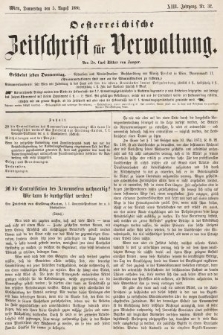 Oesterreichische Zeitschrift für Verwaltung. Jg. 13, 1880, nr 32
