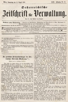Oesterreichische Zeitschrift für Verwaltung. Jg. 13, 1880, nr 33
