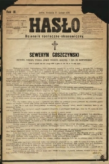 Hasło : dziennik społeczno-ekonomiczny. 1876, nr 3