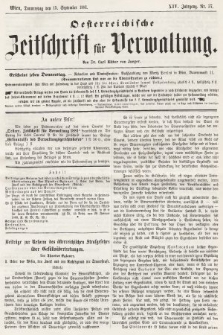 Oesterreichische Zeitschrift für Verwaltung. Jg. 14, 1881, nr 37