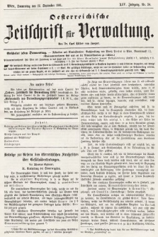 Oesterreichische Zeitschrift für Verwaltung. Jg. 14, 1881, nr 38