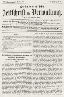 Oesterreichische Zeitschrift für Verwaltung. Jg. 14, 1881, nr 48