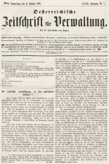 Oesterreichische Zeitschrift für Verwaltung. Jg. 18, 1885, nr 7